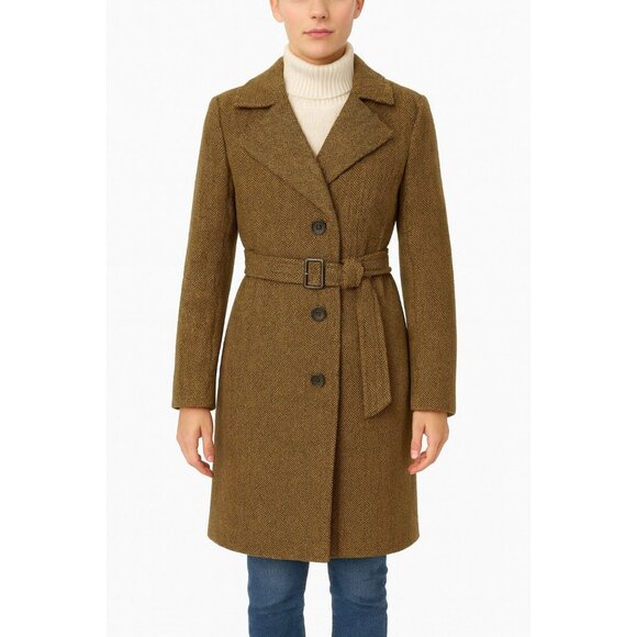 Vintage Merona Herringbone Wool Tweed Coat - Picture 1 of 16